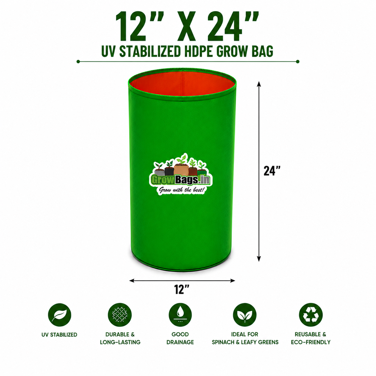 12″ X 24″ HDPE Round Grow Bag