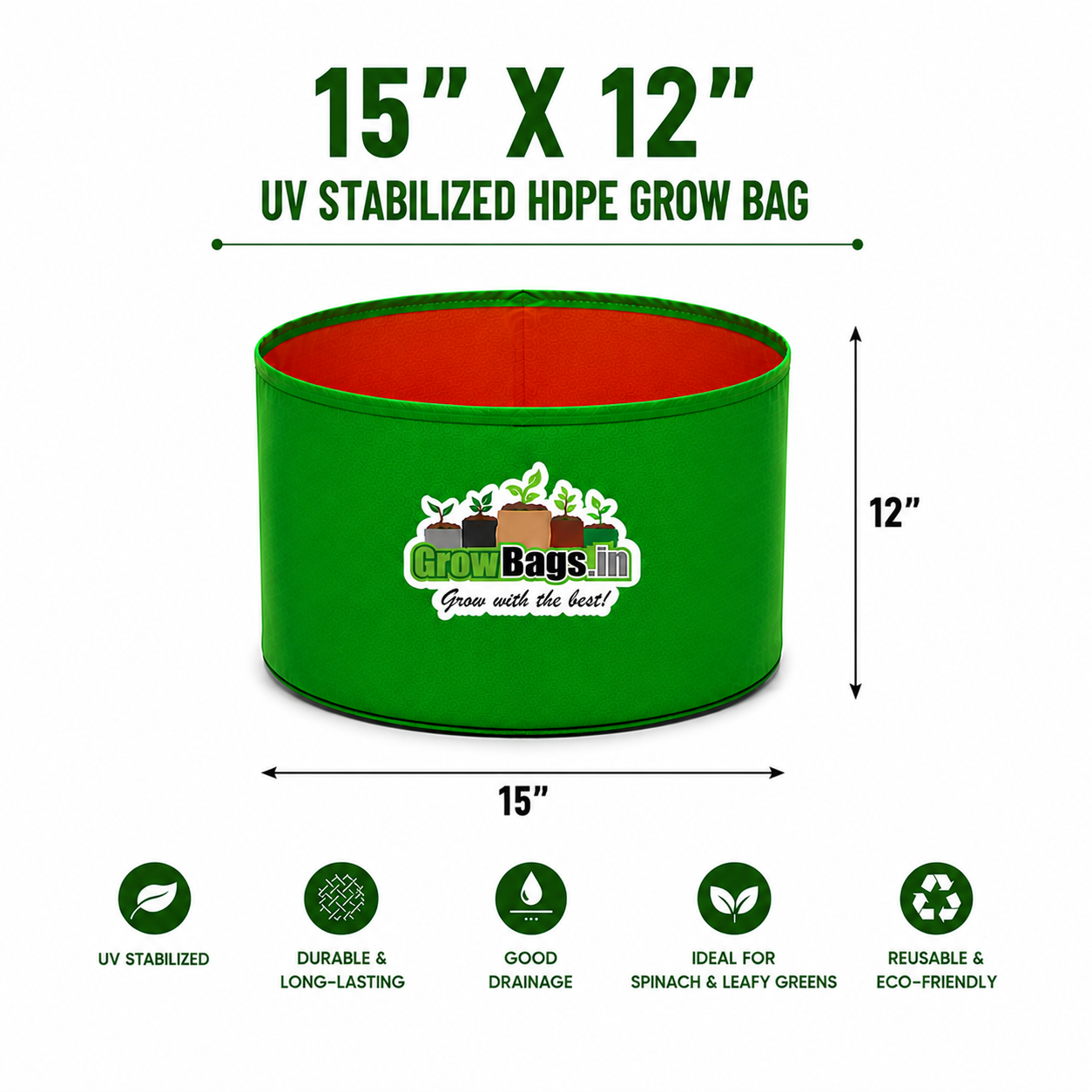 15″ X 12″ HDPE Round Grow Bag