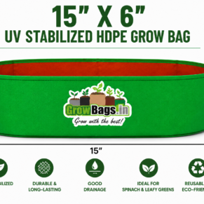 15″ X 6″ HDPE 200 GSM Spinach Grow Bag