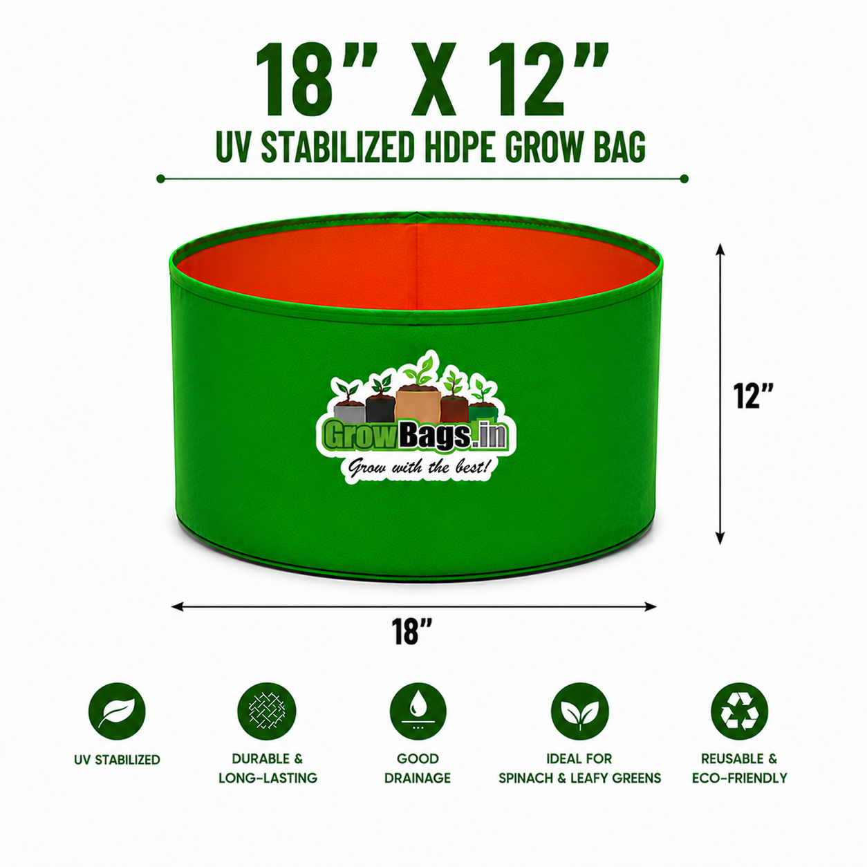 18″ X 12″ HDPE Round Grow Bag