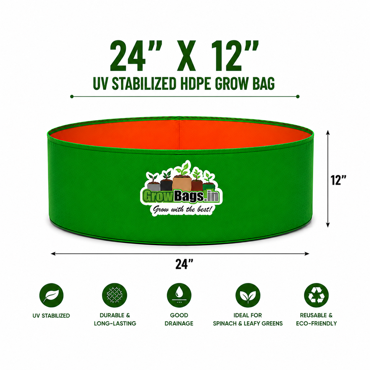 24″ X 12″ HDPE Round Grow Bag