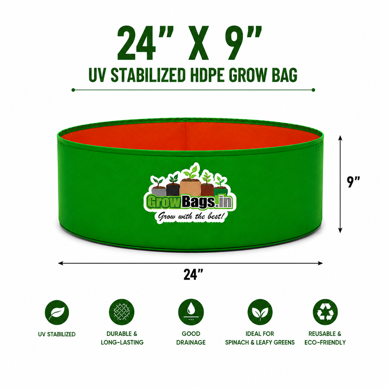 24″ X 9″ HDPE Spinach Grow Bag