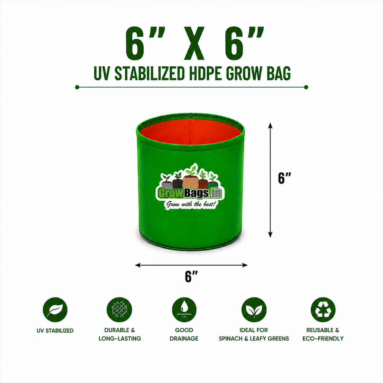 6″ X 6″ HDPE Round Grow Bag