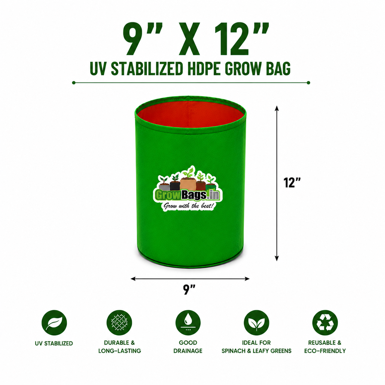 9″ X 12″ HDPE Round Grow Bag