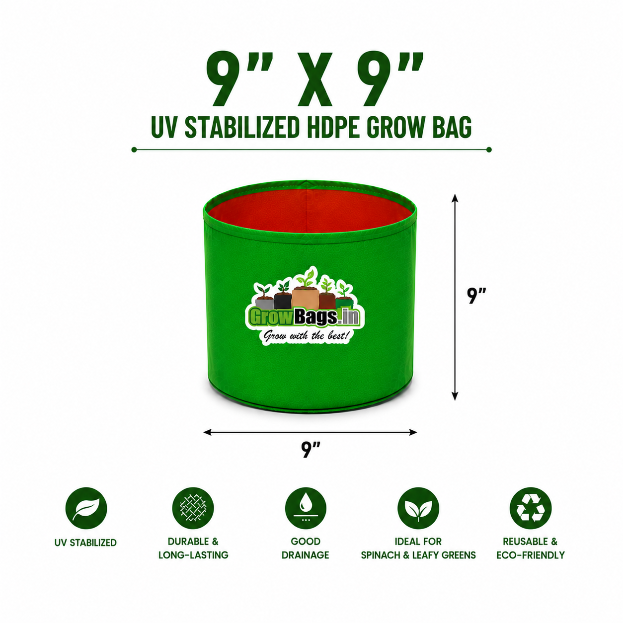 9″ X 9″ HDPE Round Grow Bag