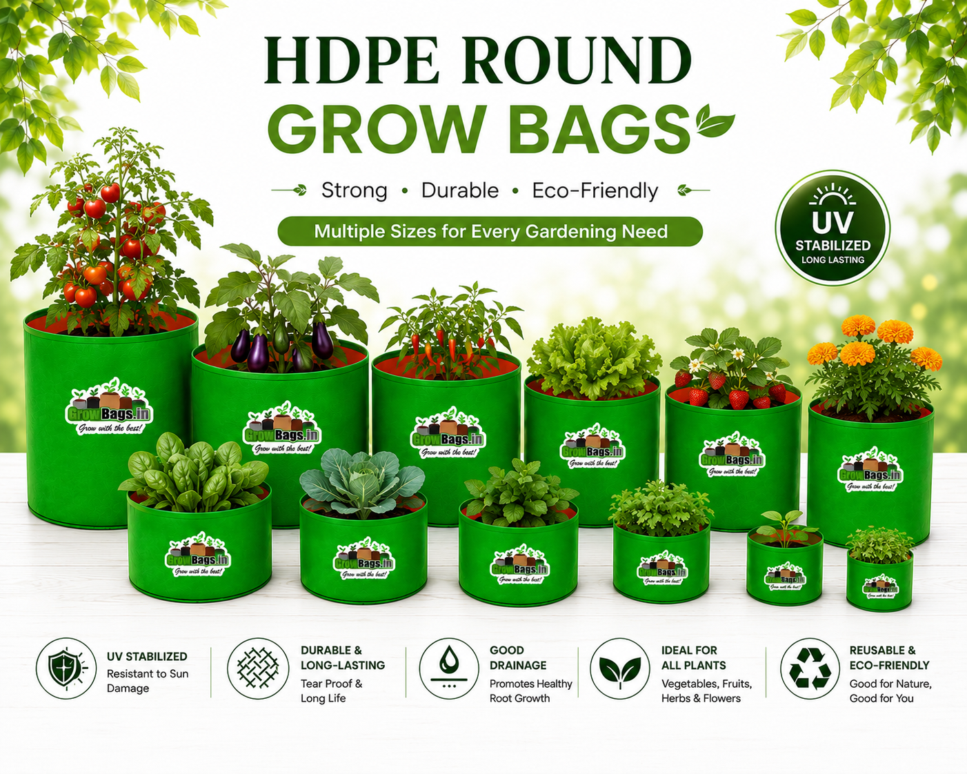 HDPE Round Grow Bags - UV Stabilized