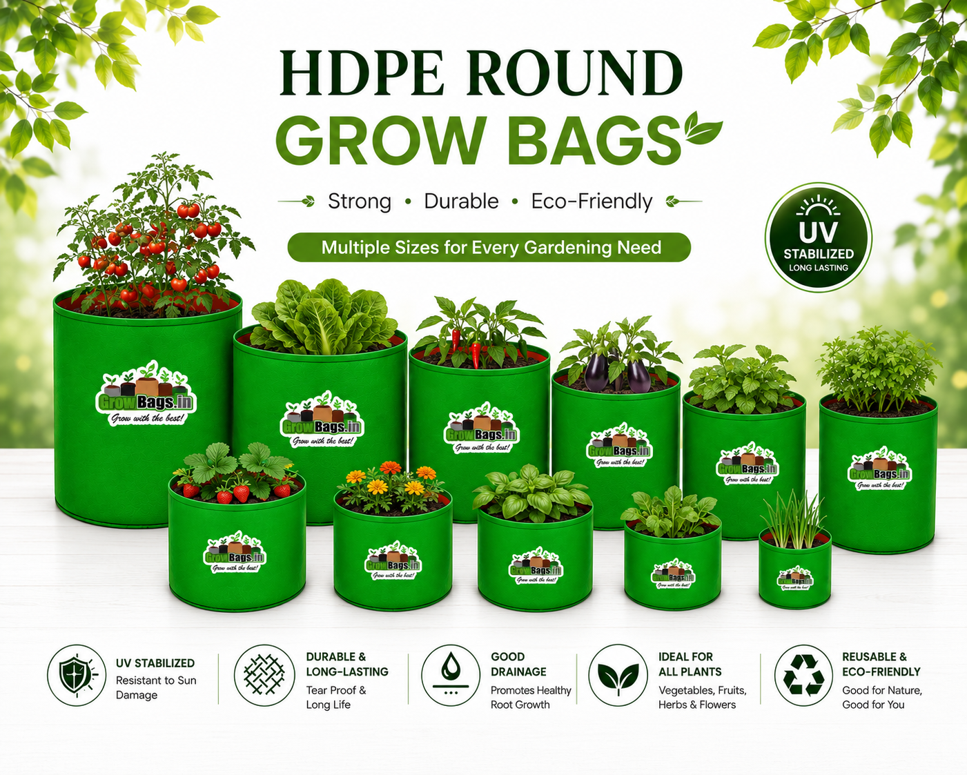 UV Stabilized HDPE Round Grow Bags